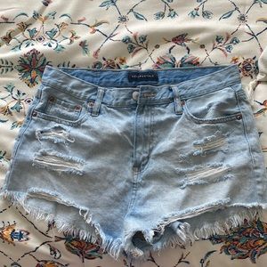 High rise light wash jean shorts from Aeropostale